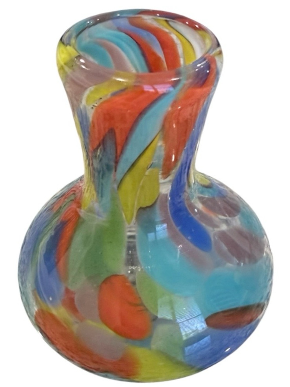 Cá d'Oro Murano-style art handblown glass vase with a multicolor confetti design